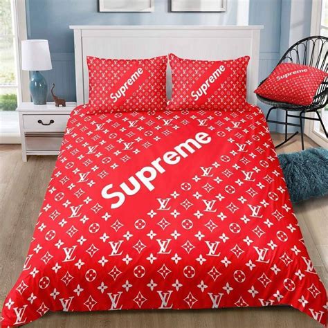 supreme louis vuitton bed set|Louis Vuitton bedspread set.